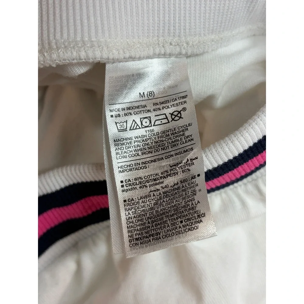 Old Navy Girls White Skort Pink Navy Striped Waistband Size M 8 NWT skirt